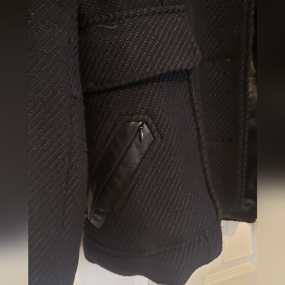 Mackage wool leather peacoat large tweed black - Picture 6 of 11